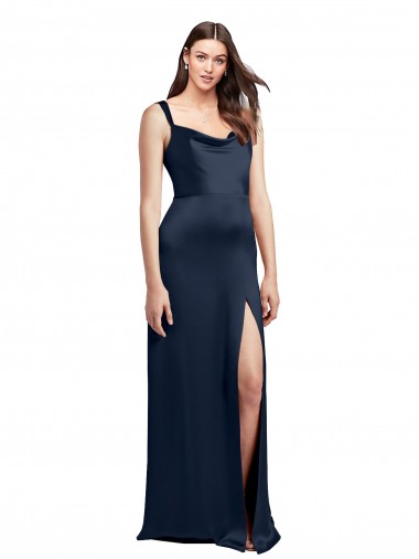 Cetim Elástico Decote Capuz Sem Mangas Lombar Comprimento Chão Vestidos de Madrinha / Vestidos de Noite / Vestidos de Festa Baratos