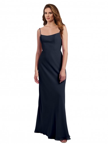 Chiffon Alças finas Sem Mangas Abrir de volta Comprimento Chão Vestidos de Madrinha / Vestidos Formais Baratos