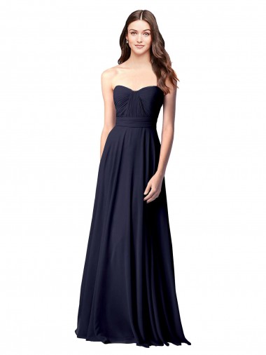Chiffon Amor Sem Mangas Abrir de volta Comprimento Chão Vestidos de Madrinha Baratos