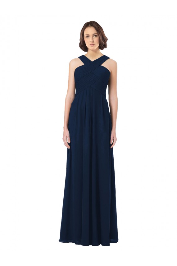 Chiffon Fora do Ombro Sem Mangas Costas em V Comprimento Chão Vestidos de Madrinha Baratos