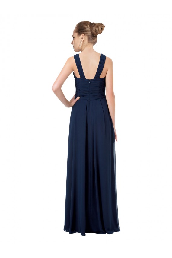 Chiffon Fora do Ombro Sem Mangas Costas em V Comprimento Chão Vestidos de Madrinha Baratos