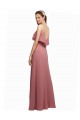 Chiffon Alças finas Sem Mangas Costas em V Comprimento Chão Linha A Longo Vestidos de Madrinha Baratos