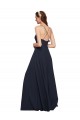 Chiffon Alças finas Sem Mangas Criss Cruz Comprimento Chão Vestidos de Festa / Vestidos de Madrinha Baratos