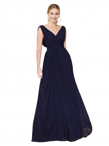 Chiffon Decote V Sem Mangas Comprimento Chão Vestidos de Madrinha / Vestidos de Noite / Vestidos de Festa Baratos