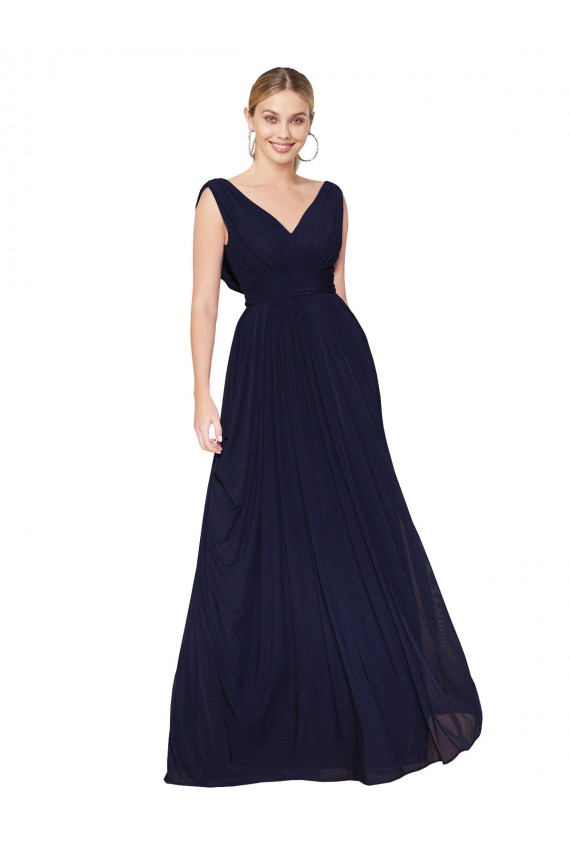 Chiffon Decote V Sem Mangas Comprimento Chão Vestidos de Madrinha / Vestidos de Noite / Vestidos de Festa Baratos