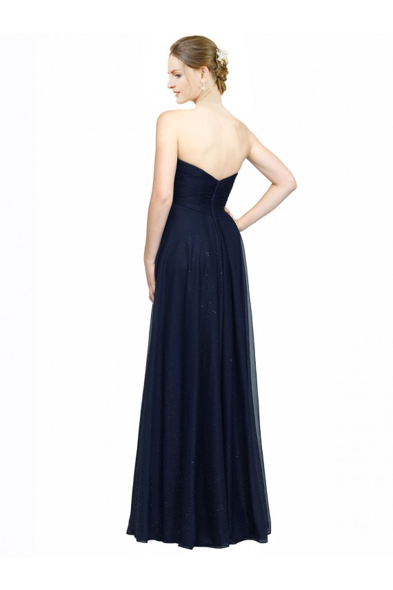 Chiffon Amor Sem Mangas Lombar Comprimento Chão Longo Linha A Vestidos de Madrinha Baratos