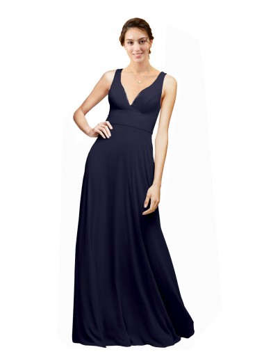 Chiffon Decote V Sem Mangas Abrir de volta Comprimento Chão Vestido de Madrinha Baratos