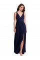 Chiffon Decote V Sem Mangas Costas em V Comprimento Chão Vestido Formais / Vestido de Madrinha Baratos