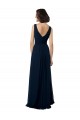Chiffon Decote V Sem Mangas Costas em V Comprimento Chão Vestido de Madrinha / Vestido Formais Baratos