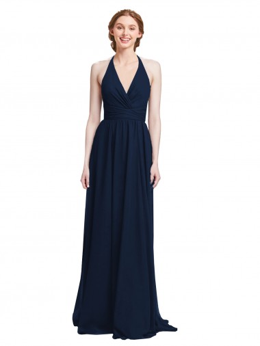 Chiffon Cabeçada Sem Mangas Comprimento Chão Vestidos de Baile Formais Baratos