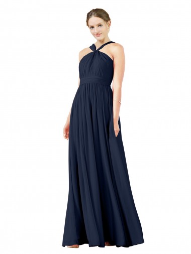 Chiffon Decote V Sem Mangas Comprimento Chão Vestido de Baile Formais Baratos