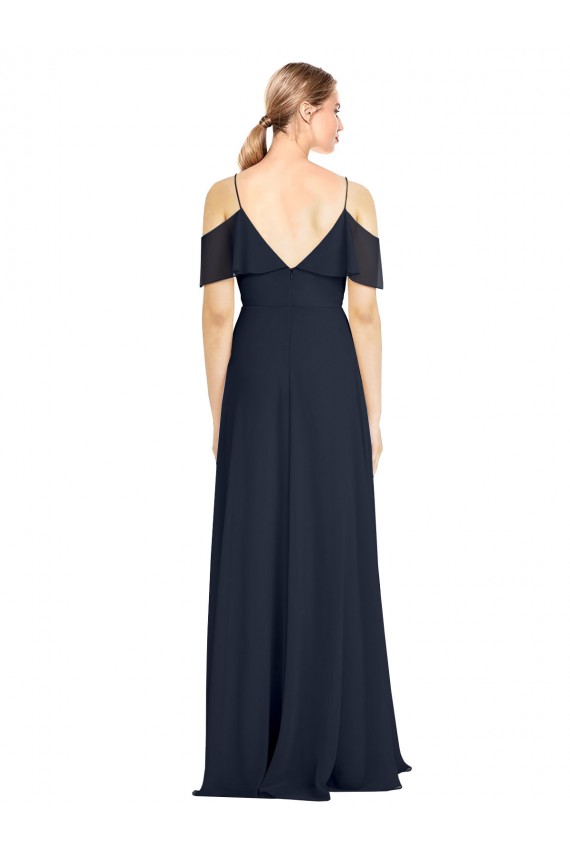 Chiffon Fora do Ombro Sem Mangas Costas em V Comprimento Chão Vestido de Madrinha / Vestido de Noite Baratos
