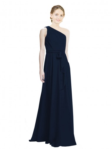 Chiffon Um Ombro Sem Mangas Comprimento Chão Vestido de Madrinha / Vestido de Noite Baratos