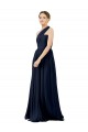 Chiffon Um Ombro Sem Mangas Comprimento Chão Linha A Vestido de Noite / Vestidos de Madrinha Baratos