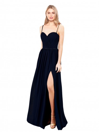 Chiffon Alças finas Sem Mangas Comprimento Chão Vestidos de Madrinha / Vestidos de Noite Baratos