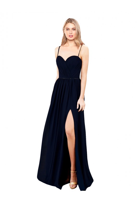 Chiffon Alças finas Sem Mangas Comprimento Chão Vestidos de Madrinha / Vestidos de Noite Baratos