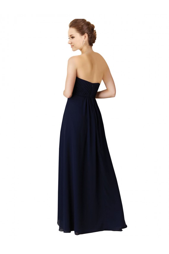 Chiffon Amor Sem Mangas Comprimento Chão Linha A Alto Baixo, Vestidos de Madrinha Baratos