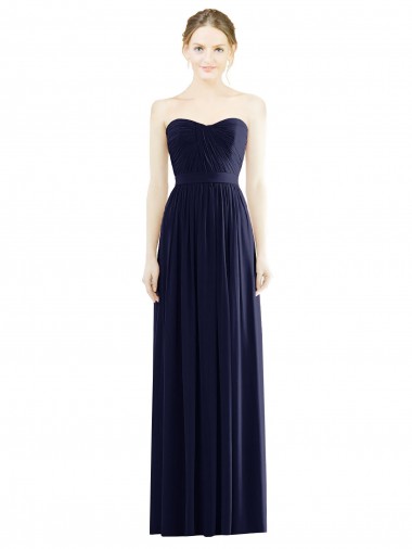 Chiffon Amor Sem Mangas Comprimento Chão Linha A Vestidos de Madrinha / Vestidos de Noite Baratos