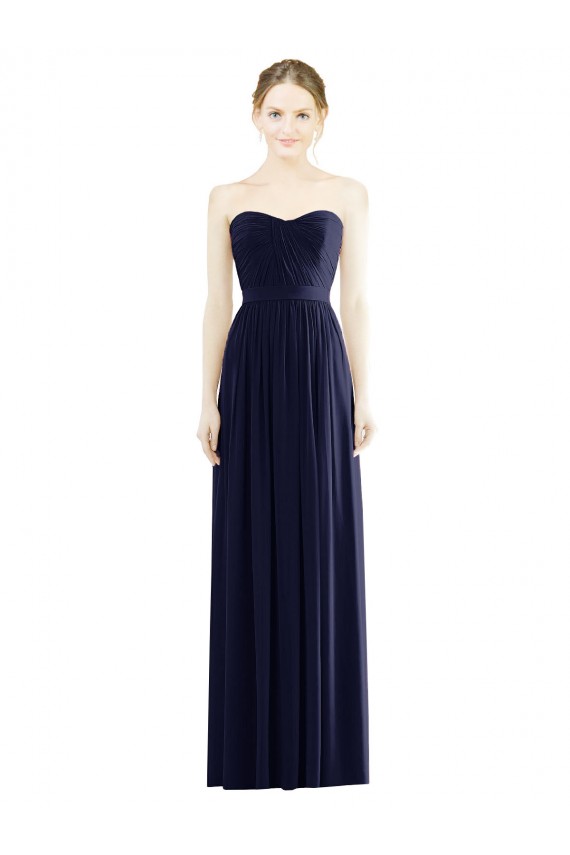 Chiffon Amor Sem Mangas Comprimento Chão Linha A Vestidos de Madrinha / Vestidos de Noite Baratos