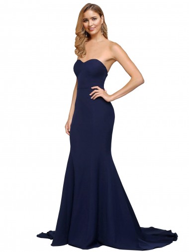 Crepe Esticado Amor Sem Mangas Lombar Comboio Varredela Vestidos de Madrinha / Vestidos de Noite / Vestidos de Festa Baratos
