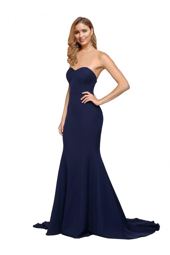 Crepe Esticado Amor Sem Mangas Lombar Comboio Varredela Vestidos de Madrinha / Vestidos de Noite / Vestidos de Festa Baratos