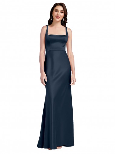 Cetim Elástico Decote Quadrado Sem Mangas Lombar Comprimento Chão Vestidos de Madrinha / Vestidos de Noite / Vestidos de Festa Baratos
