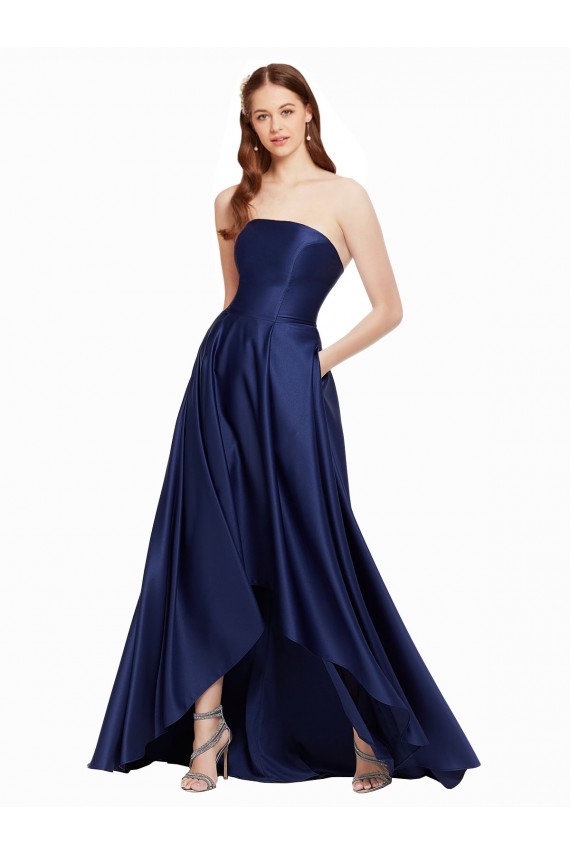 Cetim Sem alças Sem Mangas Lombar Comprimento Chão Linha A Vestidos de Madrinha / Vestidos de Noite / Vestidos de Festa Baratos