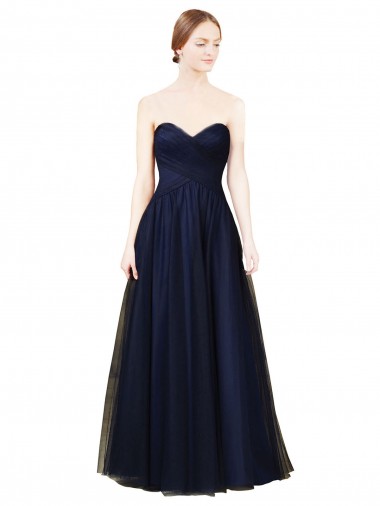 Tule Amor Sem Mangas Comprimento Chão Vestidos de Madrinha / Vestidos Formais Baratos