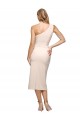 Crepe Esticado Um Ombro Sem Mangas Comprimento Midi Curto Bainha Vestidos de Madrinha / Vestidos de Noite / Vestidos de Festa Baratos