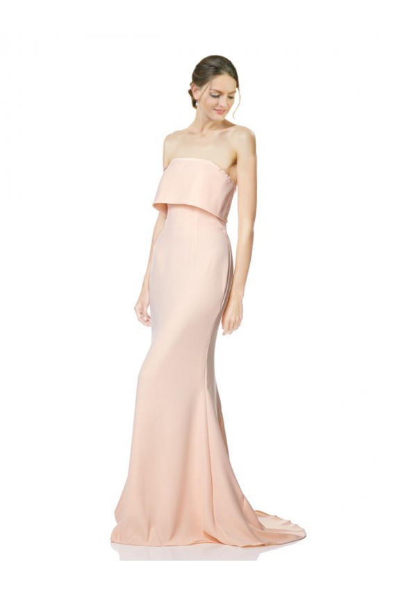 Crepe Esticado Sem alças Sem Mangas Comprimento Chão Vestidos de Madrinha / Vestidos de Noite / Vestidos de Festa Baratos