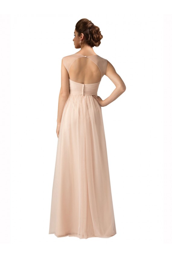 Tule Amor Sem Mangas Comprimento Chão Vestido de Festa / Vestido de Madrinha Baratos