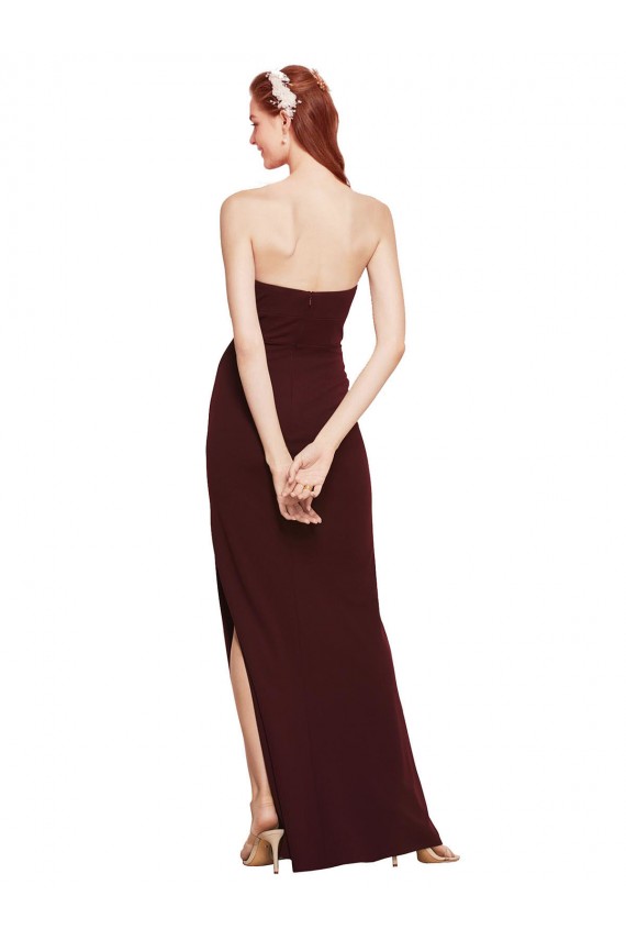 Crepe Esticado Sem alças Sem Mangas Comprimento Chão Bainha Vestidos de Madrinha / Vestidos de Noite / Vestidos de Festa Baratos