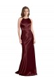 Cetim Elástico Alças finas Sem Mangas Comprimento Chão Linha A Vestidos de Madrinha / Vestidos de Noite / Vestidos de Festa Baratos