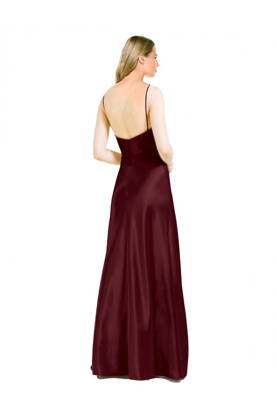 Cetim Elástico Alças finas Sem Mangas Comprimento Chão Vestidos de Madrinha / Vestidos de Noite / Vestidos de Festa Baratos