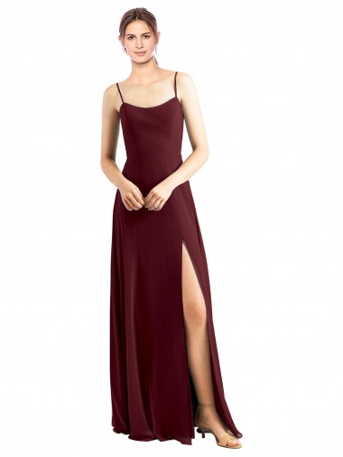 Chiffon Alças finas Sem Mangas Comprimento Chão Linha A Vestidos de Festa Baratos
