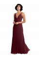 Chiffon Decote V Sem Mangas Costas em V Comprimento Chão Ouro Borgonha Linha A Vestidos de Madrinha Baratos