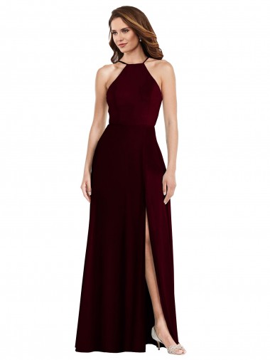 Chiffon Alças finas Sem Mangas Lombar Comprimento Chão Longo Linha A Vestidos de Madrinha Baratos