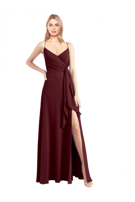 Chiffon Alças finas Sem Mangas Lombar Comprimento Chão Vestidos de Festa Baratos