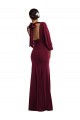 Crepe Esticado Barco Mangas Compridas, Mangas Bispo Abrir de volta Comprimento Chão Vestidos de Madrinha / Vestidos de Noite / Vestidos de Festa Baratos
