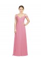 Chiffon Fora do Ombro Sem Mangas Comprimento Chão Pele Rosa Linha A Vestidos de Madrinha Baratos