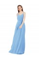Chiffon Decote V Sem Mangas Lombar Comprimento Chão Longo Bainha Vestidos de Madrinha Baratos