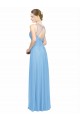 Chiffon Alças finas Sem Mangas Buraco da fechadura Comprimento Chão Vestidos de Madrinha Baratos
