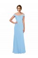 Chiffon Fora do Ombro Sem Mangas Comprimento Chão Pervinca Linha A Vestidos de Madrinha Baratos