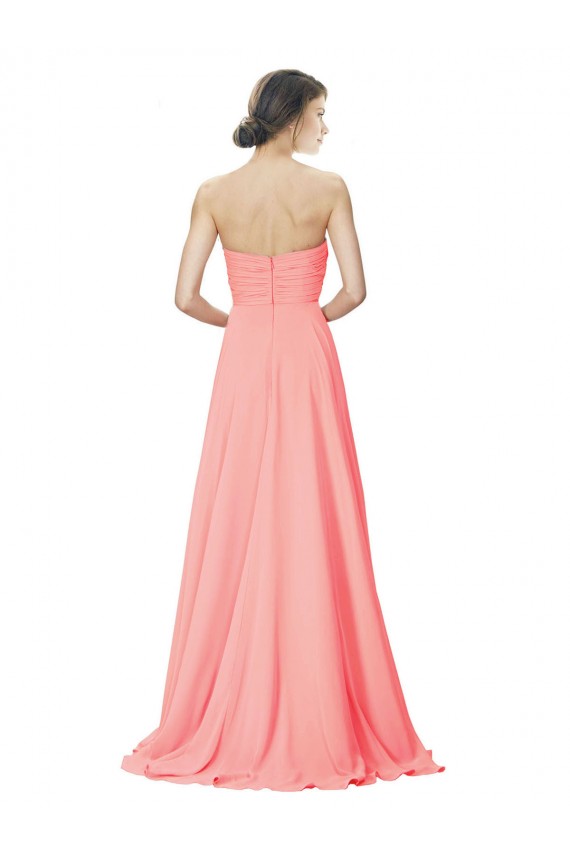 Chiffon Sem alças Sem Mangas Comprimento Chão Longo Linha A Vestidos de Madrinha Baratos