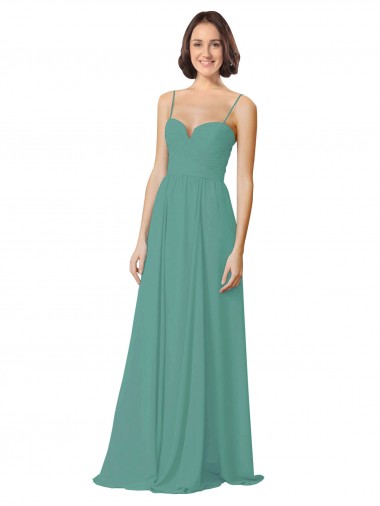 Chiffon Alças finas Sem Mangas Comprimento Chão Vestidos de Festa / Vestidos de Madrinha Baratos