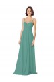 Chiffon Alças finas Sem Mangas Comprimento Chão Vestidos de Festa / Vestidos de Madrinha Baratos