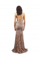 Crepe Esticado & Lantejoulas Tule Decote V Sem Mangas Abrir de volta Comprimento Chão Sereia Vestidos de Madrinha / Vestidos de Noite / Vestidos de Festa Baratos