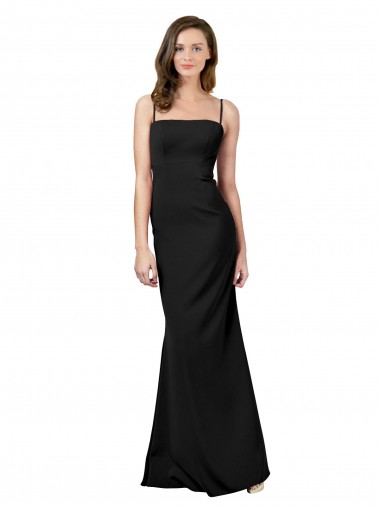 Crepe Esticado Alças finas Sem Mangas Lombar Comprimento Chão Longo Bainha Vestidos de Madrinha / Vestidos de Noite / Vestidos de Festa Baratos