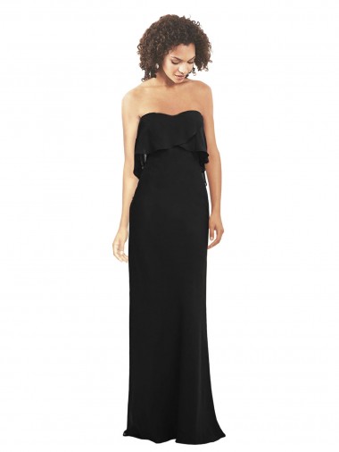 Chiffon Amor Sem Mangas Comprimento Chão Preto Bainha Vestidos de Madrinha Baratos