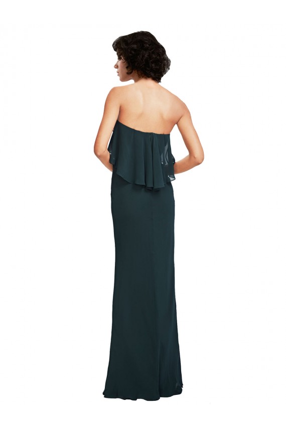 Chiffon Amor Sem Mangas Comprimento Chão Preto Bainha Vestidos de Madrinha Baratos